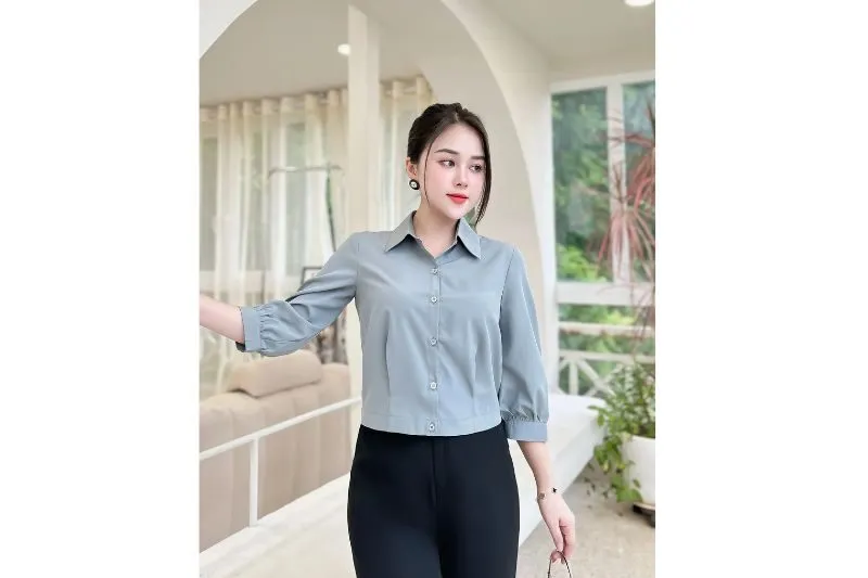 Áo sơ mi tay lỡ chất liệu lụa